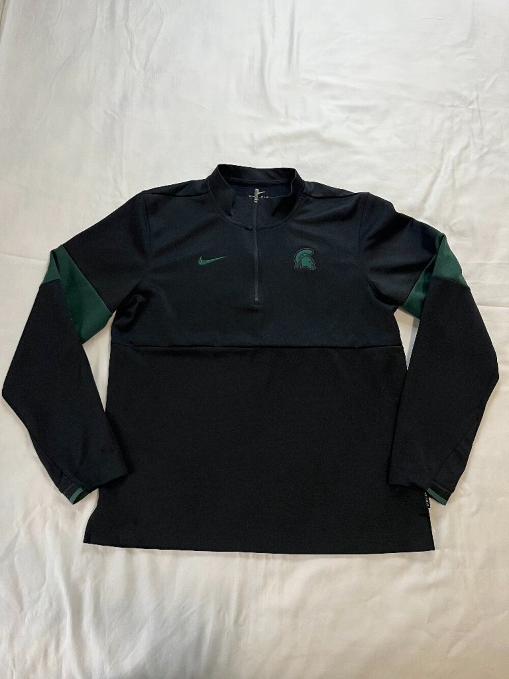 Nike Dri-Fit Black Green MSU Pullover 1/4 Zip